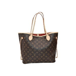 Louis Vuitton Neverfull Monogram Red Coated Canvas Elegant Handbag Storage